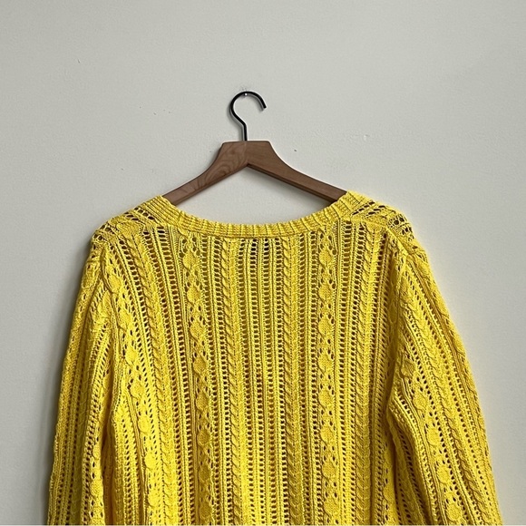 Talbots Open Stitch V Neck Button Down Pima Cotton Cable Knit Cardigan 1X - Picture 9 of 10